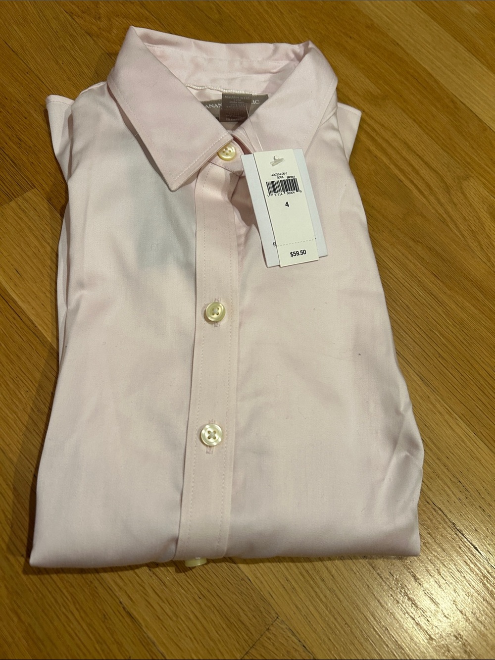 NWT Banana Republic Factory Women's Non-Iron Light Pink Button-Down Cotton Shirt